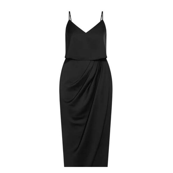 City Chic Black Baby Frill Ruched Midi Dress Sz M/18 NWT - Picture 5 of 15